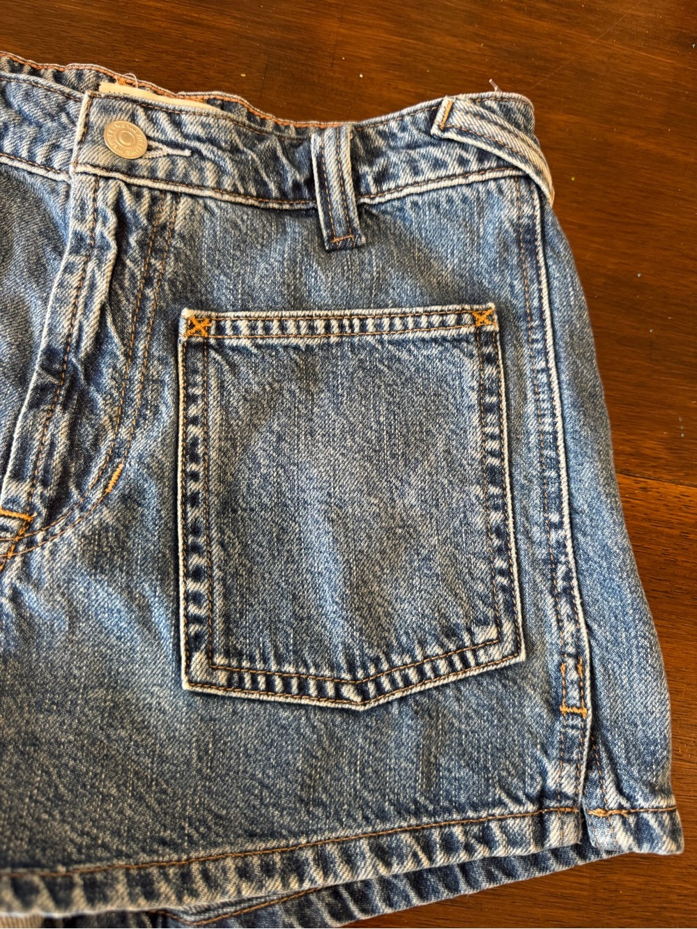 Free People We The Free Bettie Sailor Shorts Med Wash Denim Size 27 Retail $68 - Picture 7 of 15